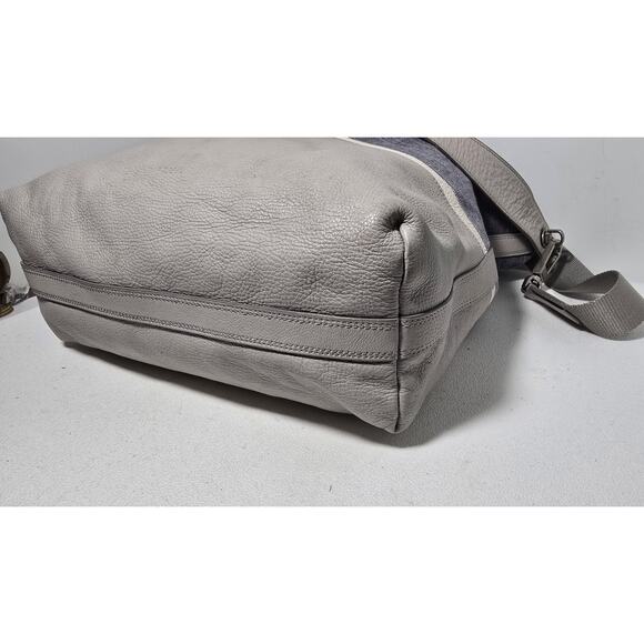 FOSSIL Maya Gray Denim Hobo Shoulder Bag Purse Pebbled Leather Fabric - Picture 10 of 16